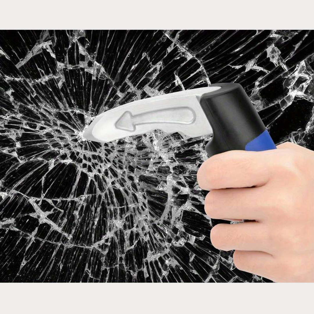 slå i glasrutan på bilen, olycka framme