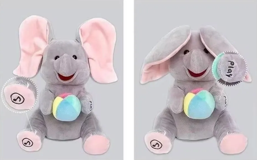 Interaktiv Sjungande Elefant med Peek-a-Boo och Musik