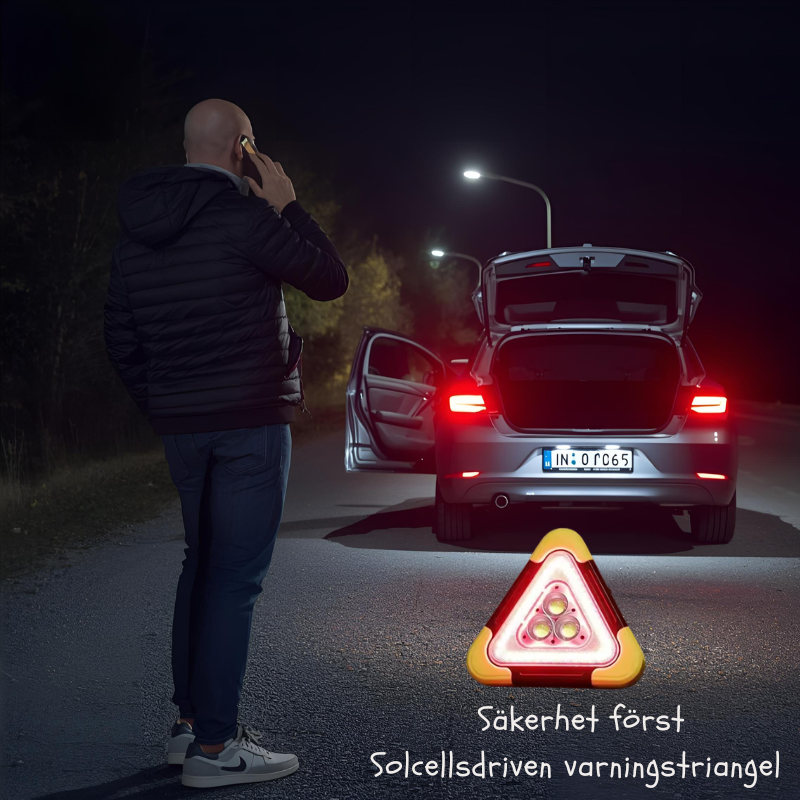 Led varningssignal Val, med solcell & uppladdningsbart batteri