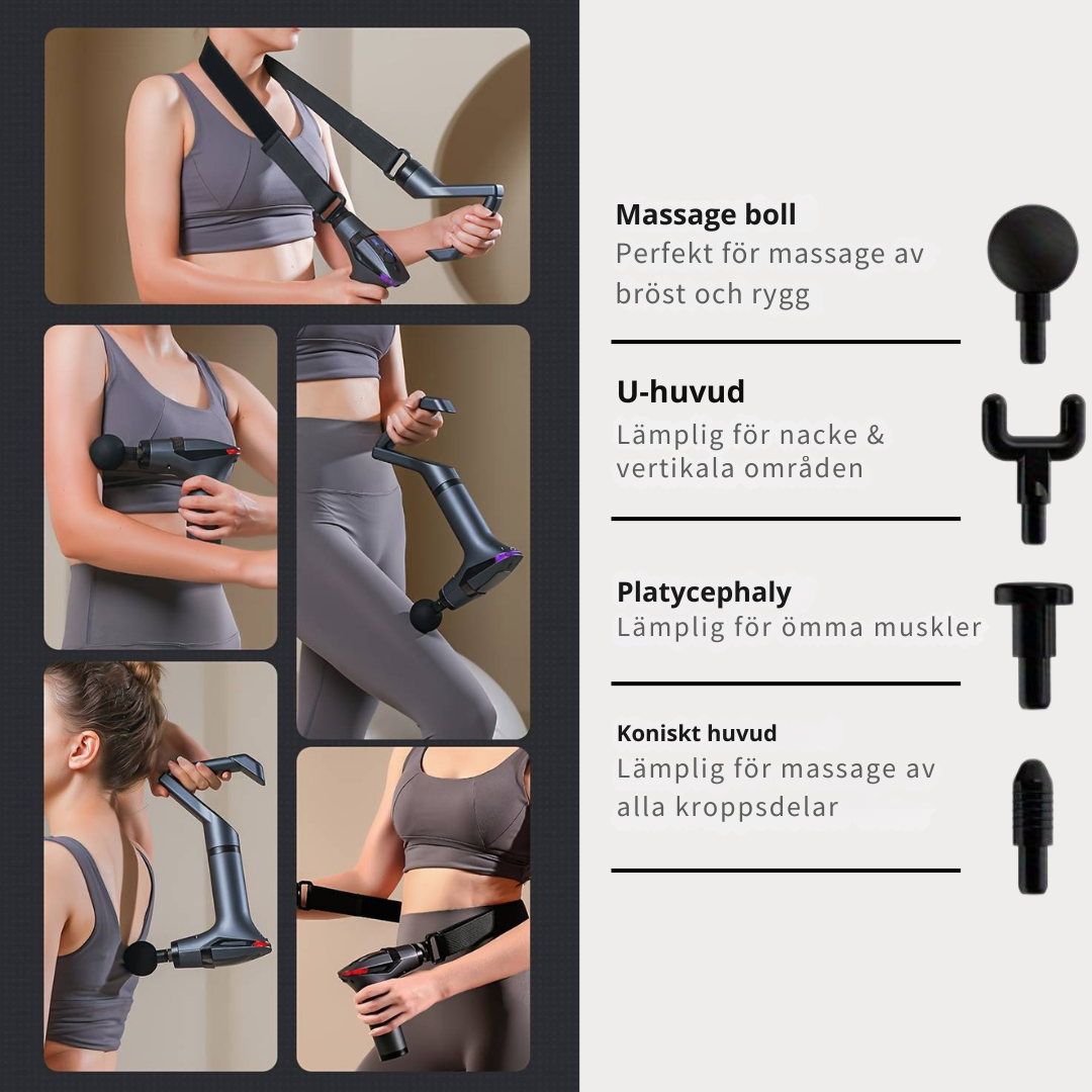 massagepistol, djupa muskler, massage rygg, massage nacke, massage ben, massage,mage

